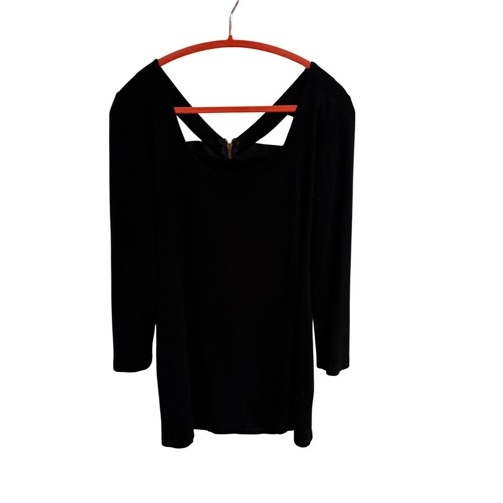 ISLE Apparel Women M Black Long Sleeve Open Back Strappy Mini Dress Grunge Goth